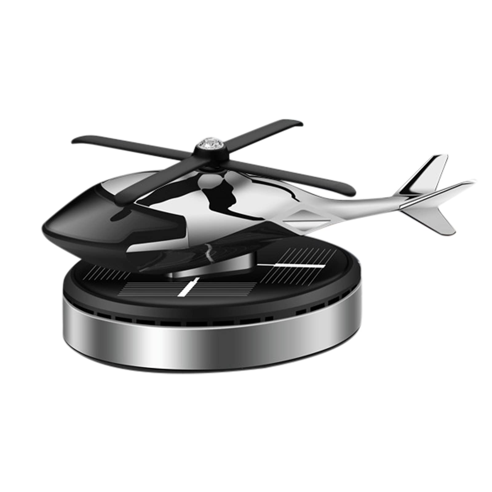 Solar Powered Rotating Helicopter Aroma Diffuser - Essential Oil Car Air Freshener & Vent Clip | Pipishoop Car Interior Accessories for Home, Office | Odor Eliminator & Decorative Gift (Silver) - Perfect for Road Trips, Work Commutes & Relaxation Spaces