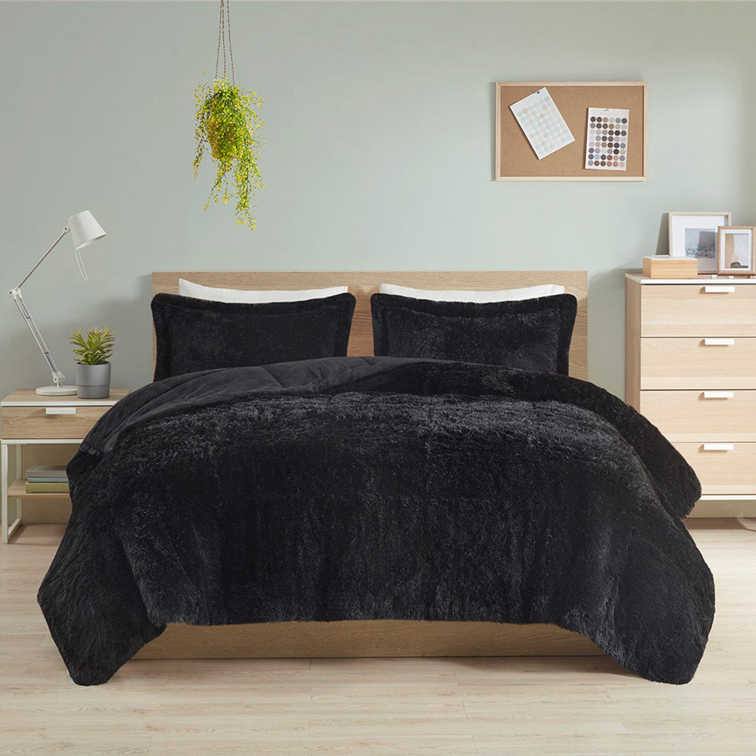 Malea Shaggy Long Fur Comforter Mini Set - Ultra Soft Plush Bedding for Cozy Bedroom Decor | Perfect for Winter Nights, Guest Rooms & Luxury Home Styling