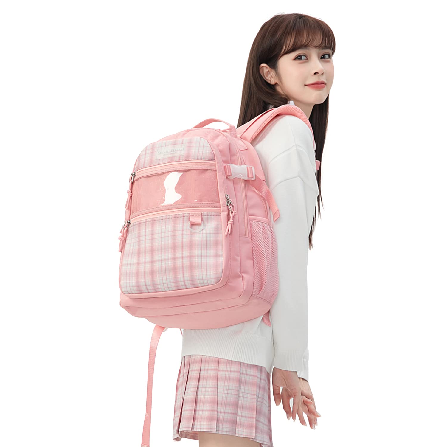 Kalesi Anti-Theft Laptop Backpack for School, College & Work - 15.6 Inch Large Travel Bookbag for Men, Women & Teens (Light Pink) - Perfect for Daily Commute, Business Trips & Campus Life