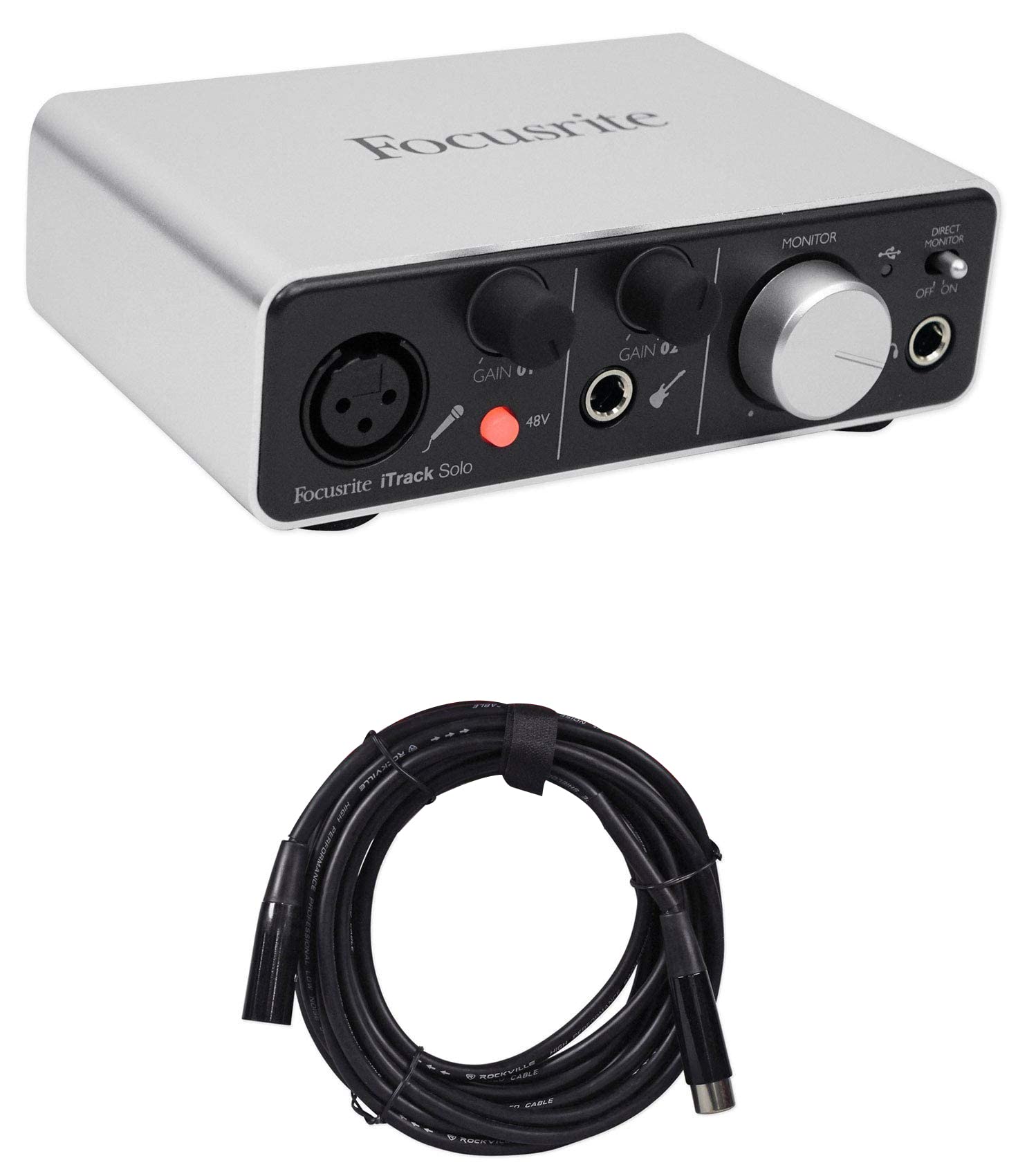 Focusrite iTrack Solo Lightning USB Audio Interface for iPad & Mac - High-Quality Recording with Included Cable | Perfect for Podcasting, Music Production & Home Studios