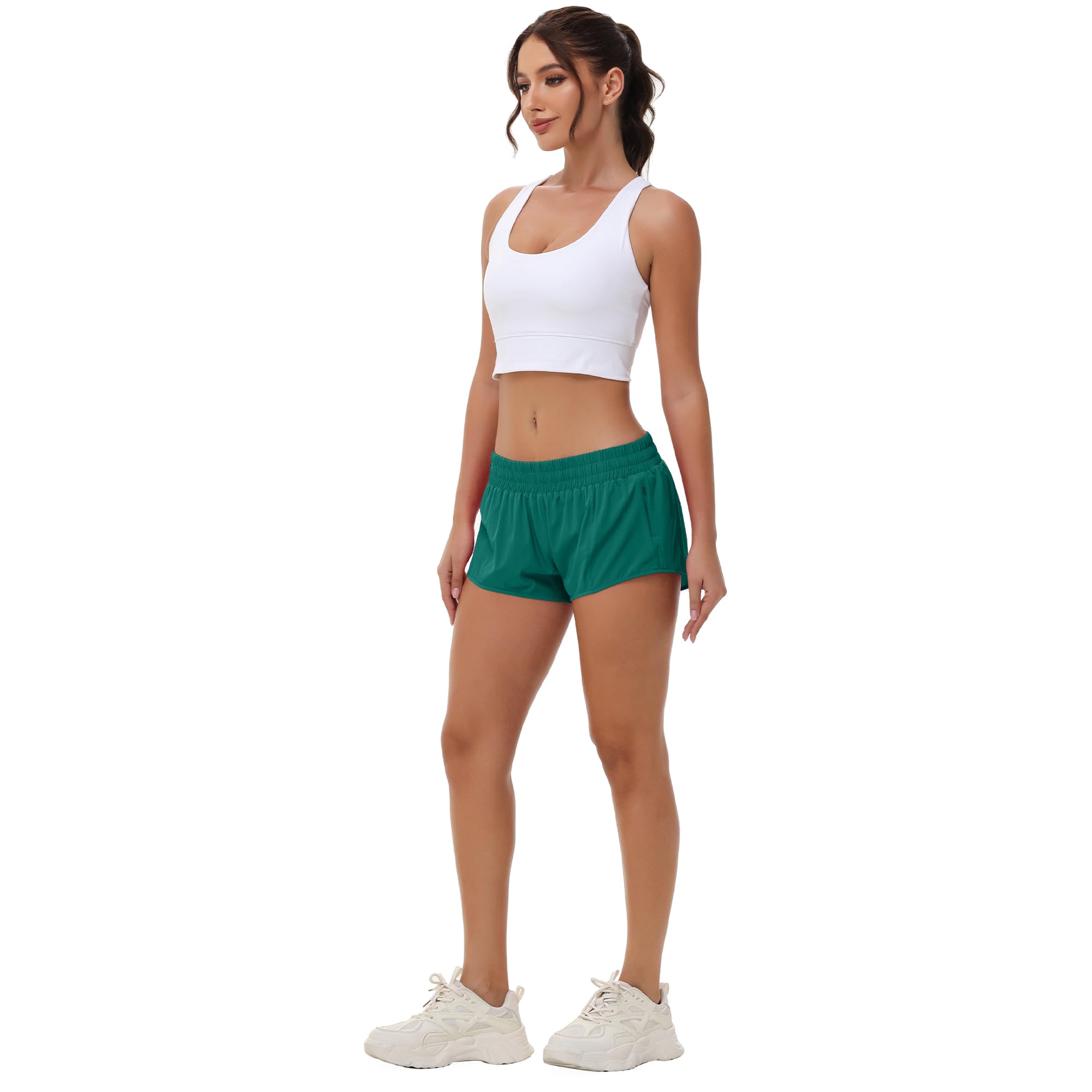 Aurefin Women's Lightweight Athletic Shorts - Quick Dry Running Shorts with Zip Pocket & Liner for Gym, Workout, Yoga & Outdoor Activities