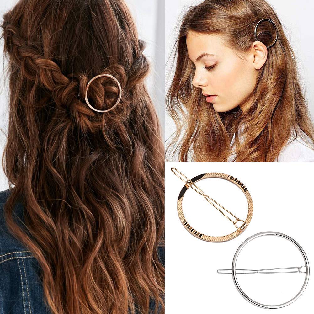SONPAL 4pc Korean Hair Clips for Women - Moon, Triangle, Circle & Butterfly Hair Barrettes for Girls, Thick Hair Styling Accessories | Perfect for School, Work, Parties & Everyday Wear