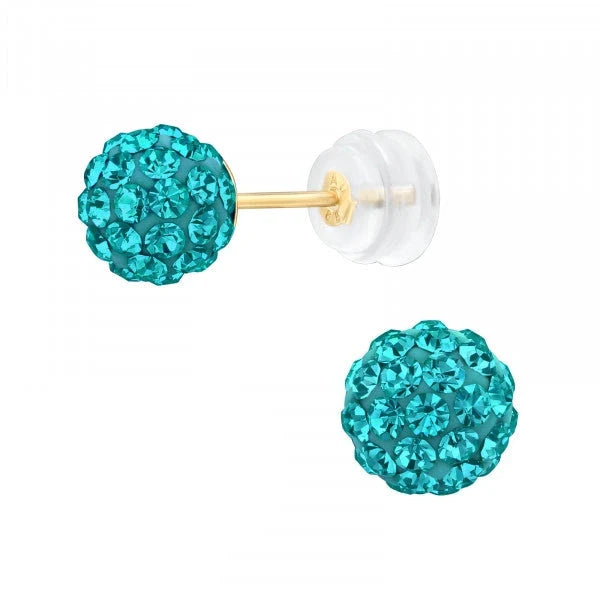 14K Gold Blue Stud Earrings for Women – Hypoallergenic Cubic Zirconia Earrings – Perfect for Everyday Wear, Gift Giving & Special Occasions