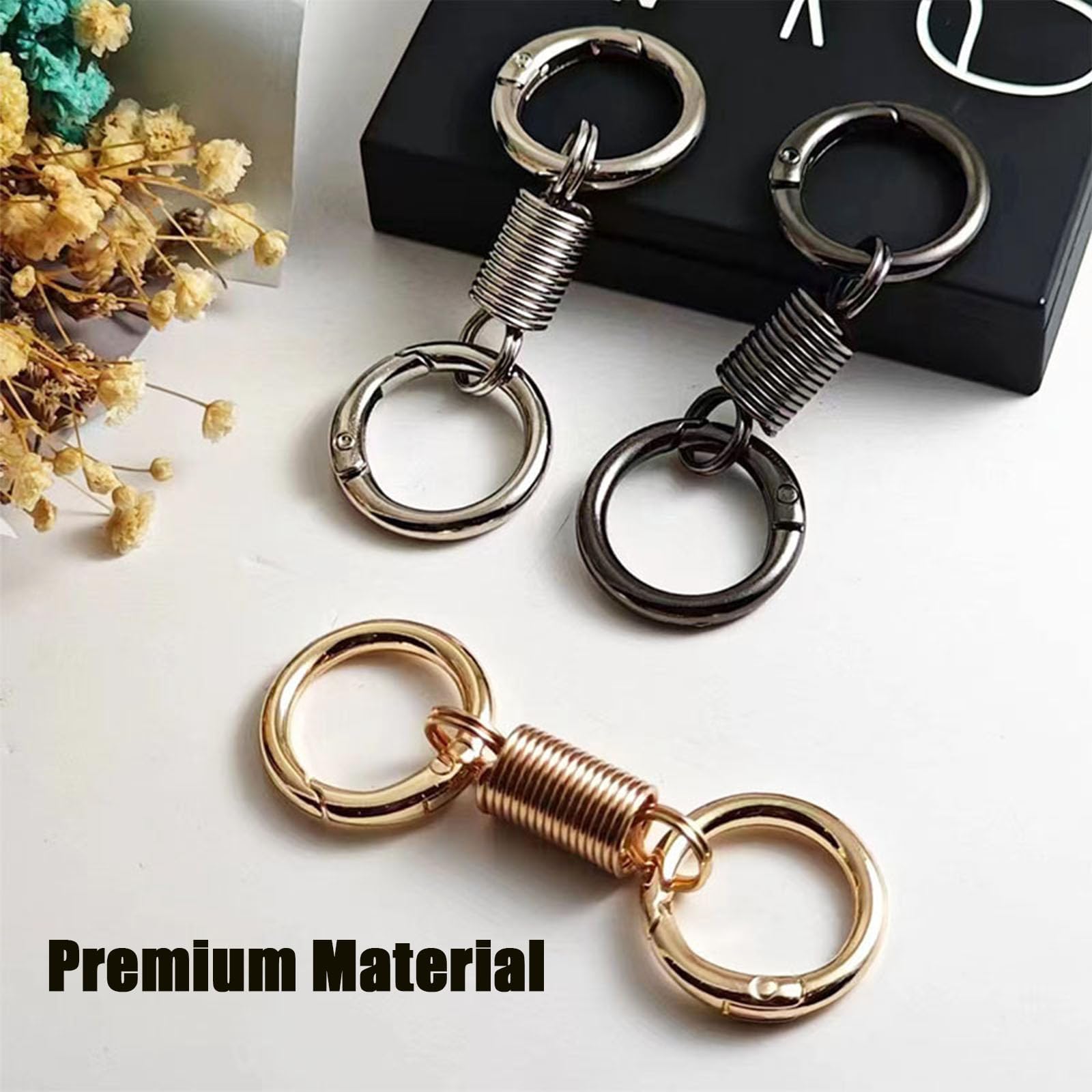 Nordic Retro Spring Double Ring Keychain - Creative Key Chain Pendant for Women & Men - Perfect for Home, Office, Car Keys & Gift Giving