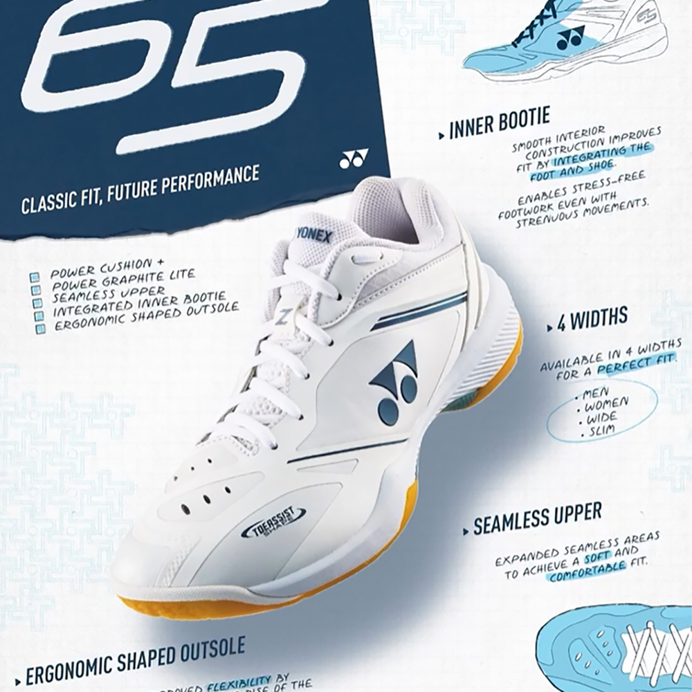 Yonex Power Cushion 65 Z4 Women's Badminton Shoes - White (2025) | Lightweight Comfort & Shock Absorption for Court Sports & Training