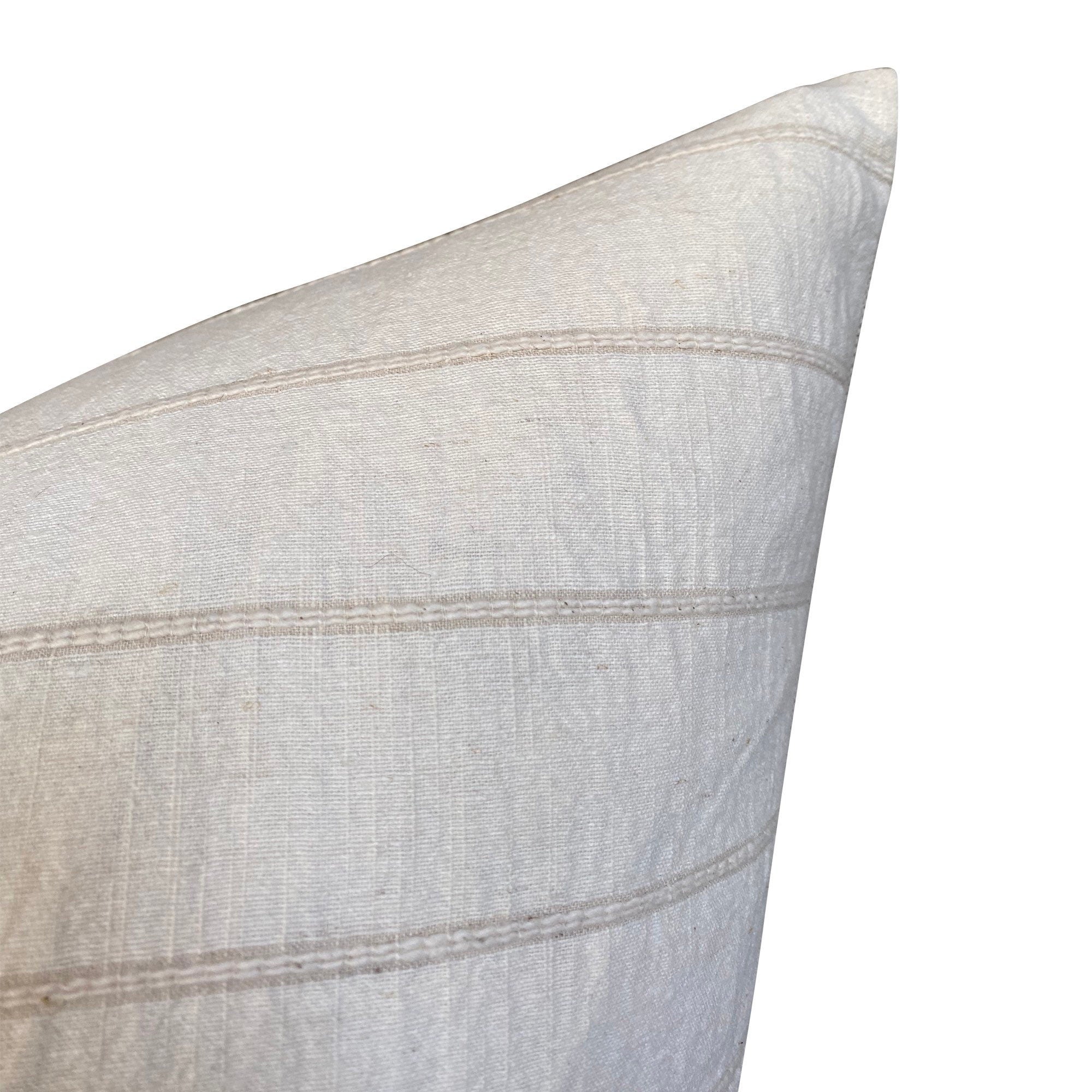Chiangmai Native Cotton Cream Stripe Pillow Cover - Soft Bohemian Decorative Pillow Case for Living Room, Bedroom, Sofa - 18x18 Inches (Calistoga Collection)