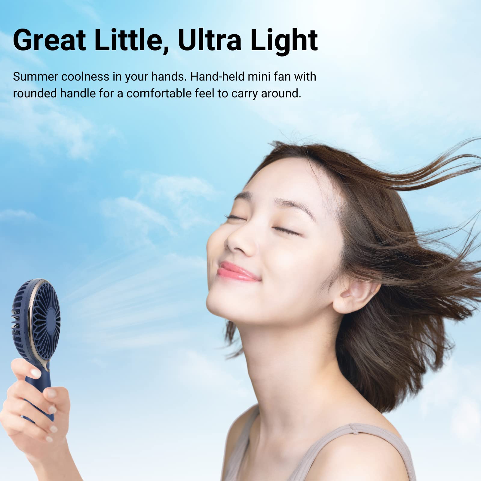 Portable Mini Fan - Handheld Personal Fan with 3 Speeds & 6-Hour Battery Life | USB Rechargeable Desk Fan for Office, Travel, Camping | Perfect for Kids, Men & Women - Stay Cool at Work, Outdoors & Home