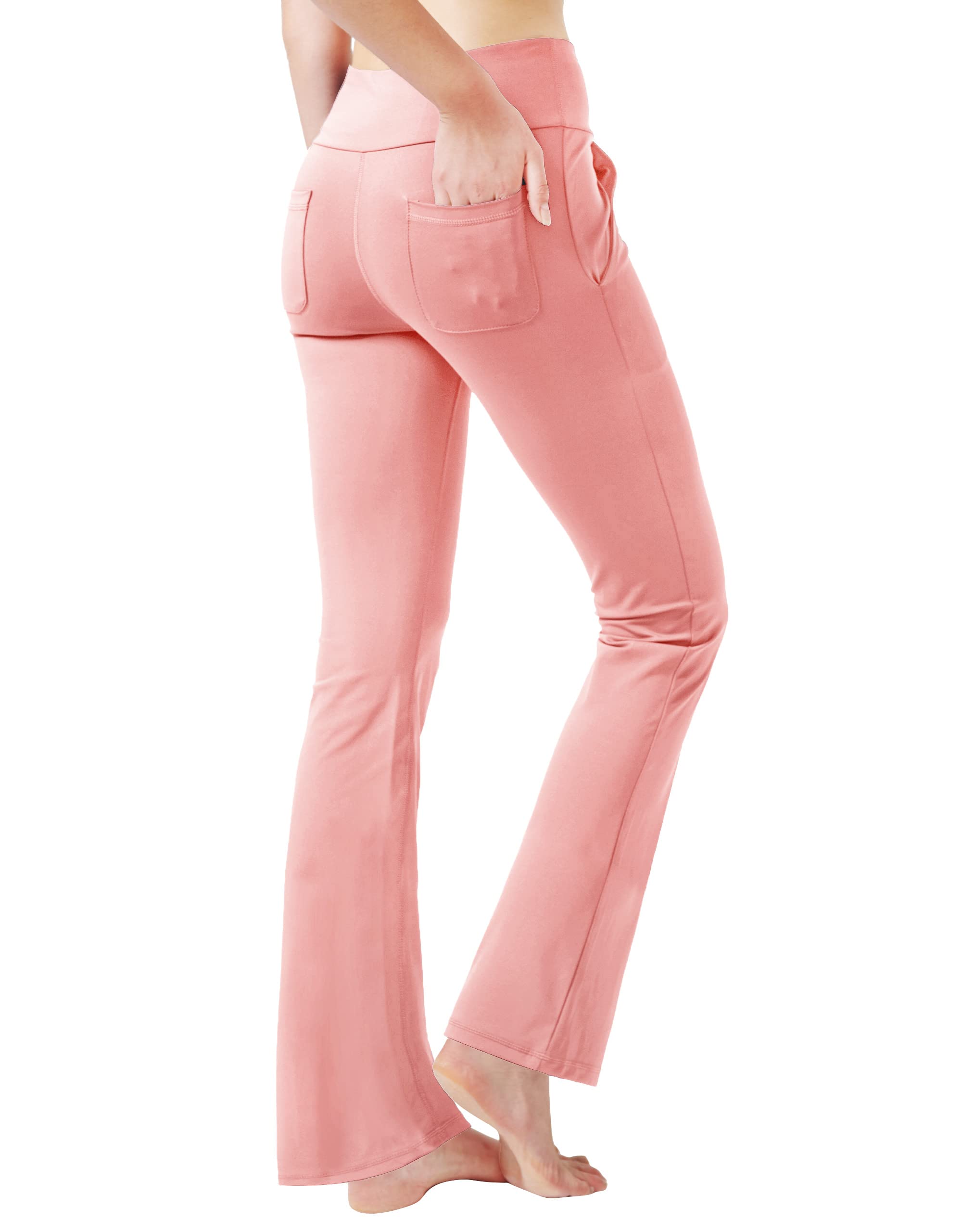 Nuveti Women's High Waisted Bootcut Yoga Pants with 4 Pockets - Tummy Control Workout Pants & Bootleg Dress Pants for Yoga, Gym, Office & Casual Wear