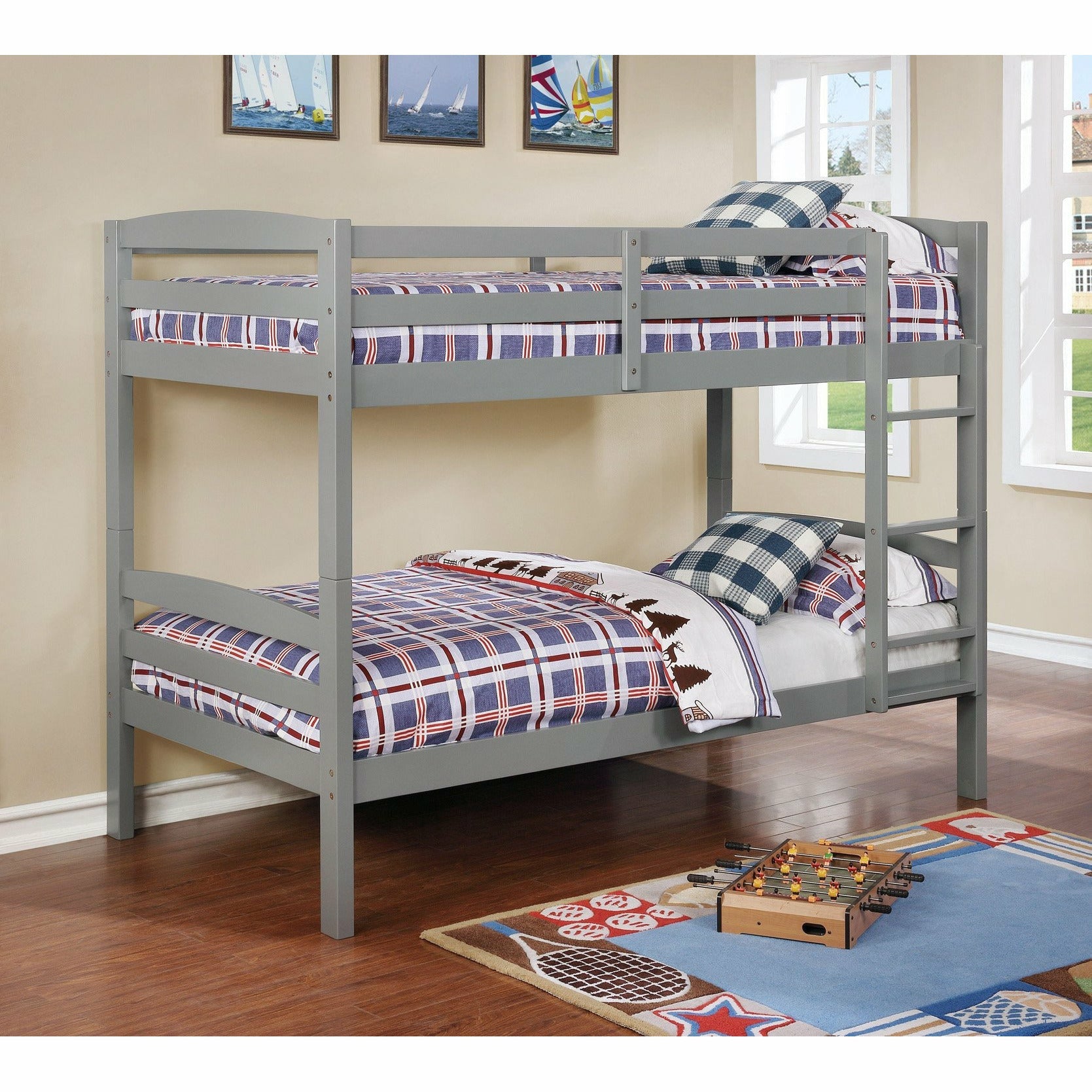 Caden Bunk Bed for Kids & Teens - Space-Saving Twin Over Twin Metal Bunk Bed with Ladder & Guardrails - Perfect for Small Bedrooms, Dorms & Sleepovers