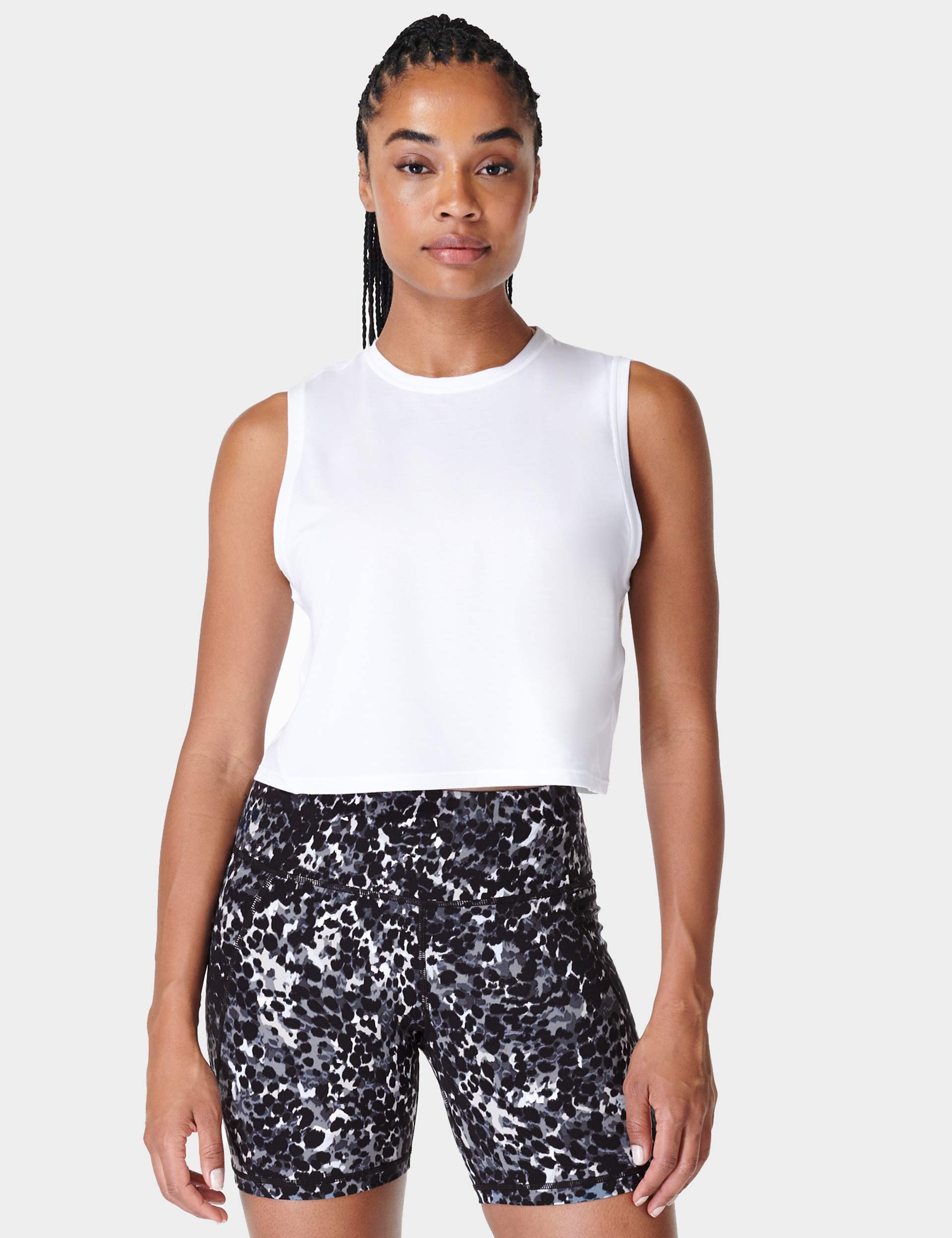 Breathe Easy Crop Muscle Vest for Women - White | Workout Tank Top for Gym, Running & Yoga | Lightweight & Breathable Activewear