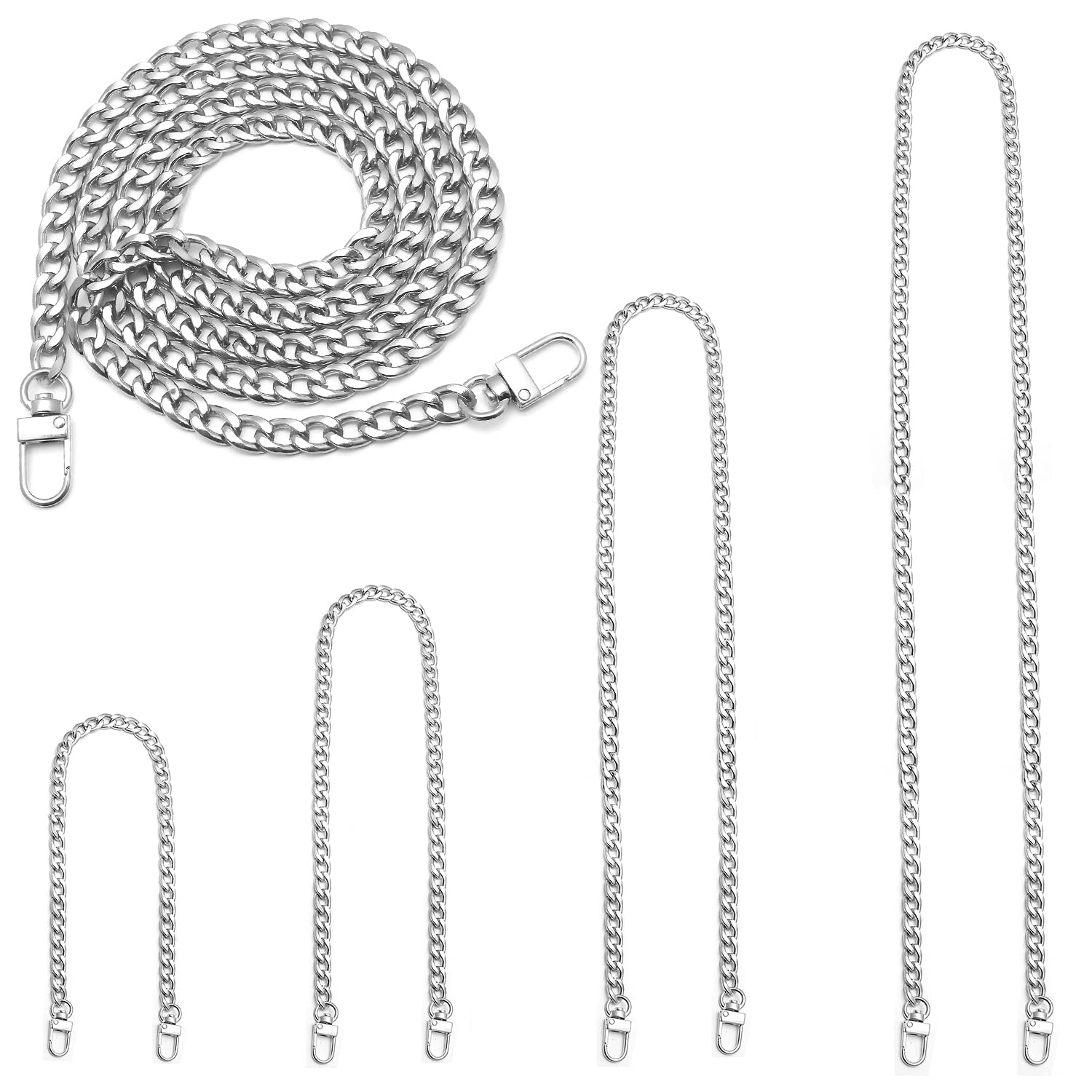4-Piece DIY Iron Flat Chain Belt Set - Handbag, Shoulder & Wallet Replacement Straps with Metal Buckle (7.9