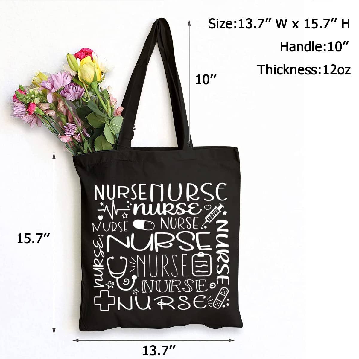 SAUIVD Nurse Canvas Tote Bag - Durable Cotton Reusable Grocery Bag for RN & Nursing Students - Perfect for Work, Shopping & Clinical Rotations