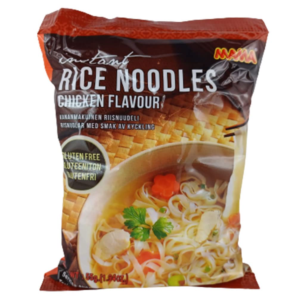 Rumarkt Asian Instant Rice Noodles Chicken Flavor - 24 Pack (24 x 55g) | Quick & Easy Meal for Busy Moms, College Students & Office Lunch