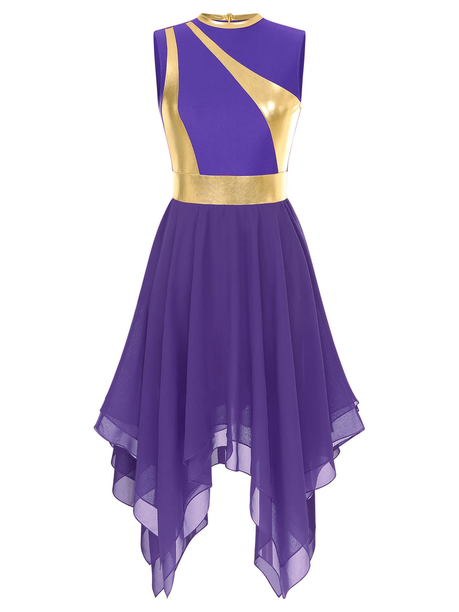Women's Praise Dance Dress - Color Block Tunic with Irregular Hem - Worship & Liturgical Lyrical Dance Costume - Perfect for Church Performances & Spiritual Dance Events