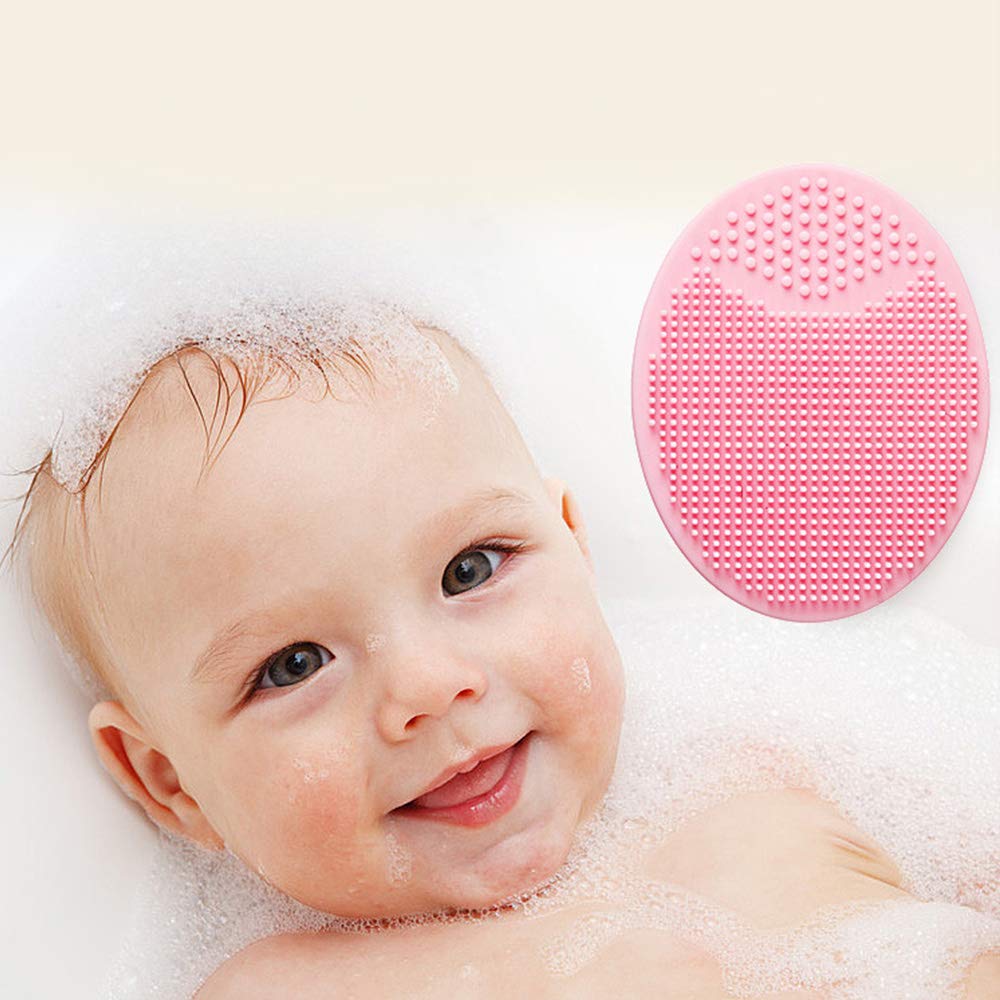 Baby Bath Brush & Cradle Cap Brush - Soft Silicone Massage & Exfoliating Scrubber for Newborns & Toddlers | Gentle SkinSoother for Dry Skin, Eczema & Scalp Care (Large - Blue & Pink) | Perfect for Sensitive Skin Bath Time & Baby Spa Moments