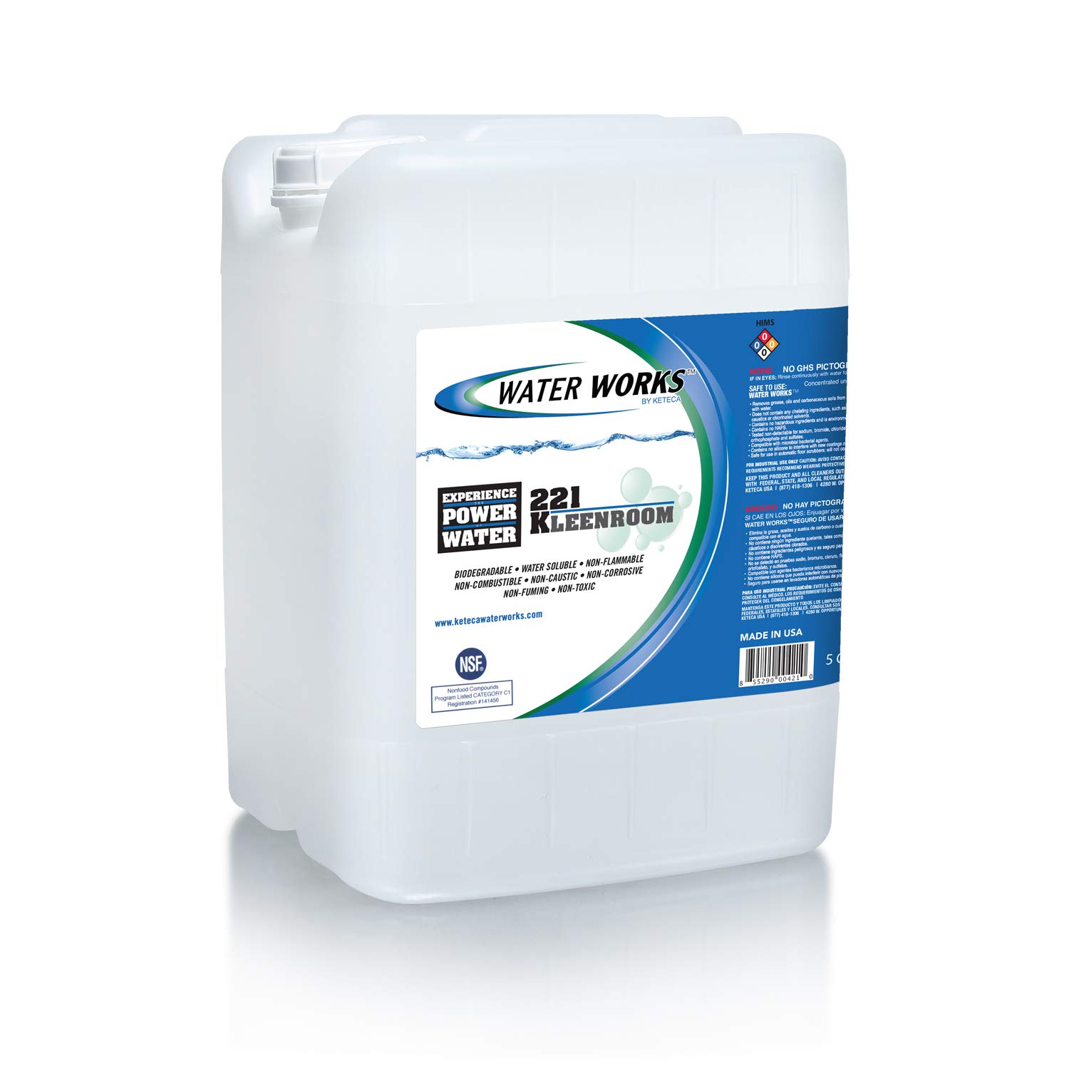 WaterWorks™ 221 Kleenroom 5-Gallon Pail - Heavy-Duty Industrial Cleaner & Degreaser for Warehouses, Garages, and Factories