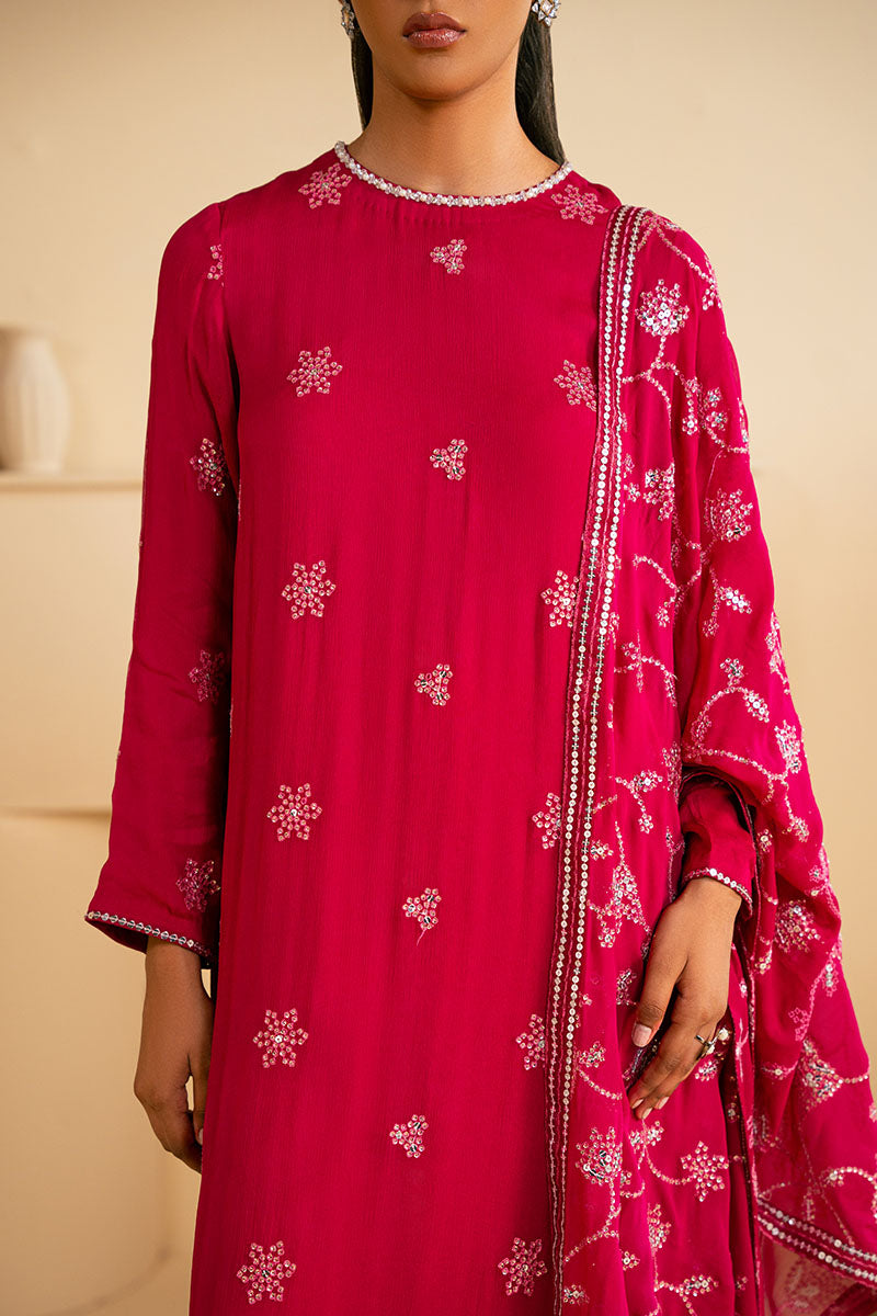 MAGENTA BLOOM 3-Piece Women's Ethnic Outfit Set (Shirt, Pants & Dupatta) - Traditional Indian Kurti Pajama Suit for Festivals, Weddings & Special Occasions