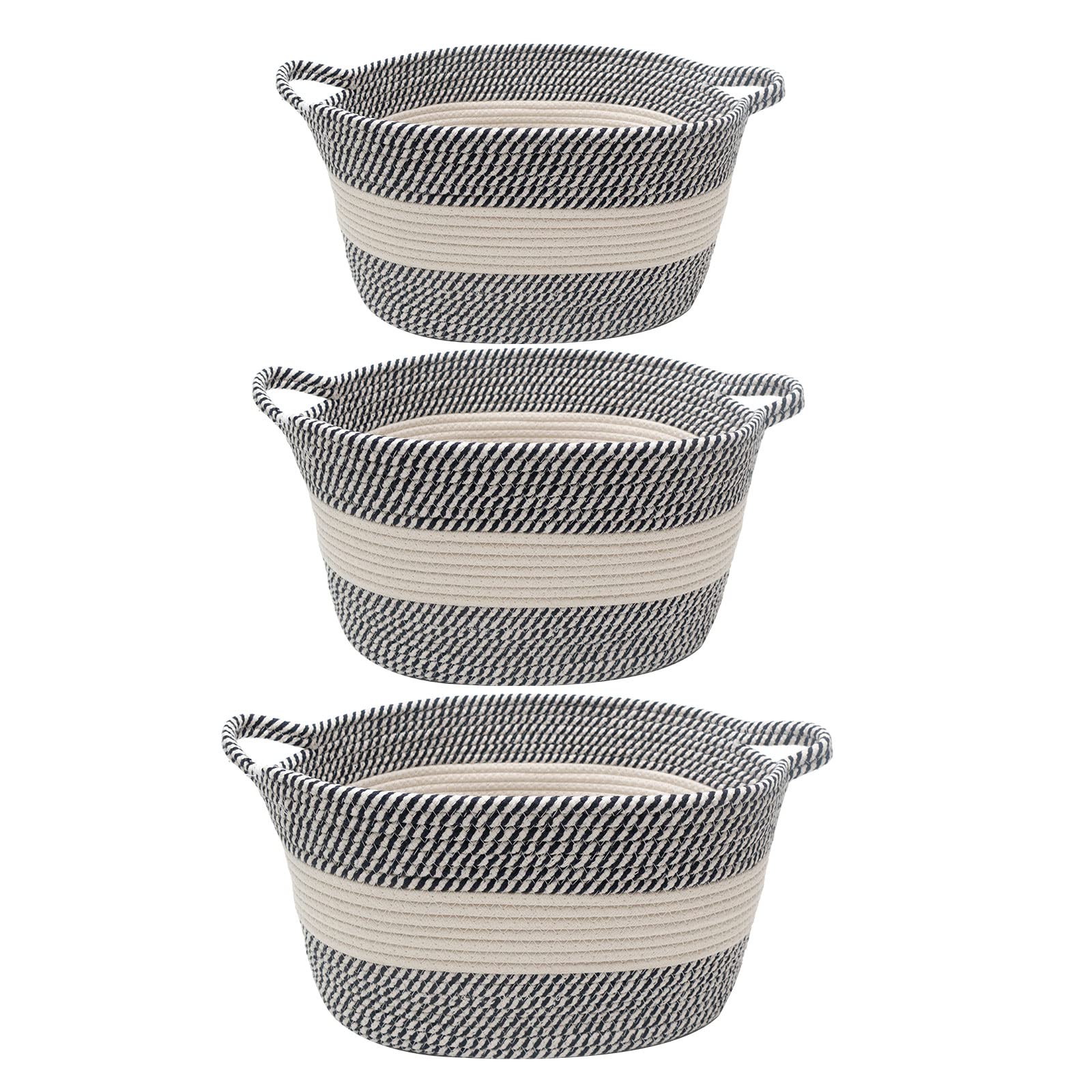 3-Pack Large Cube Storage Baskets - Cotton Rope Organizer for Closet, Shelves & Toys