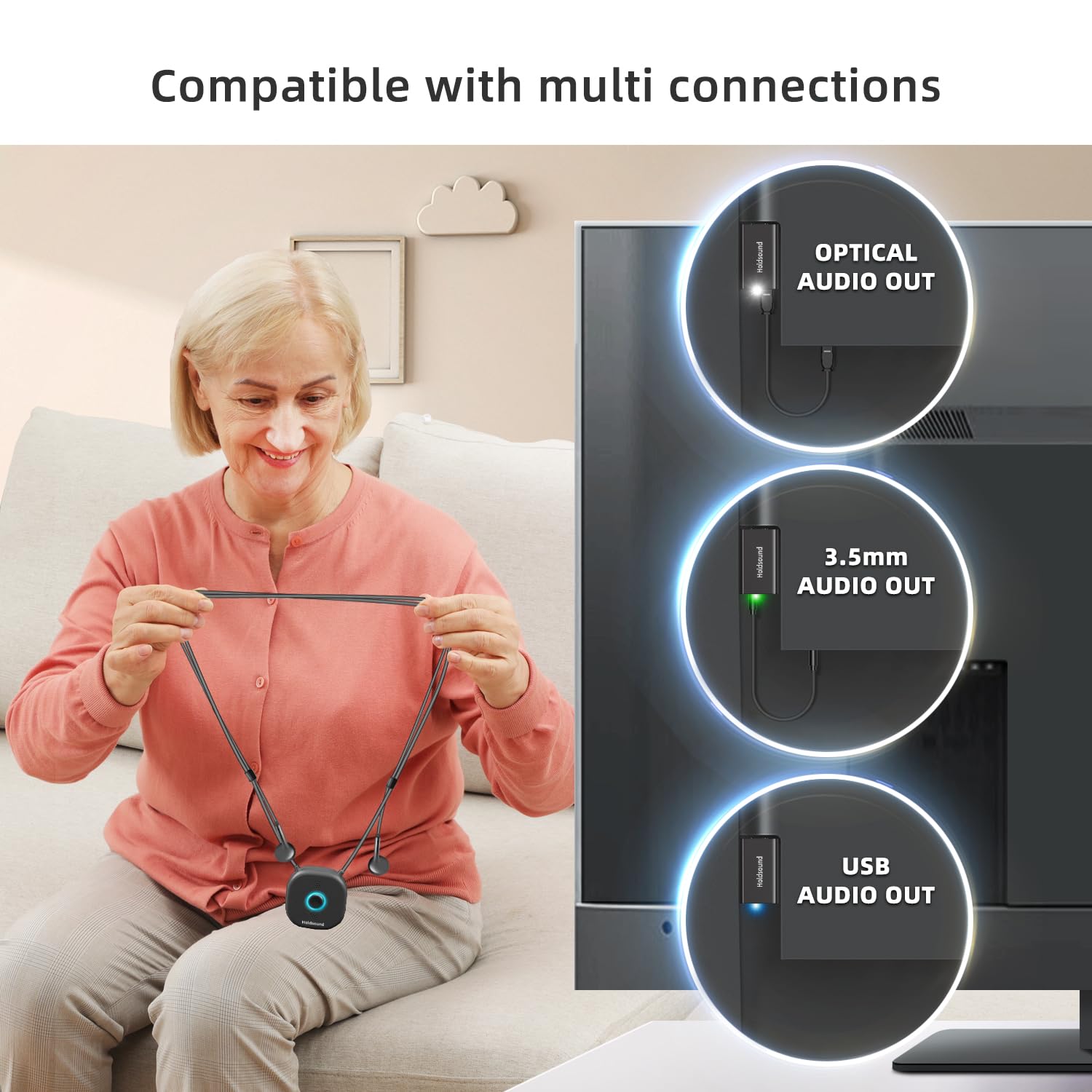 **Wireless TV Headphones for Seniors – Comfortable Bluetooth Earbuds with USB & Optical Transmitter, 15-Hour Battery, 100ft Range, No Delay – Ideal for TV Watching, Movies, and Hearing Assistance (Black)**