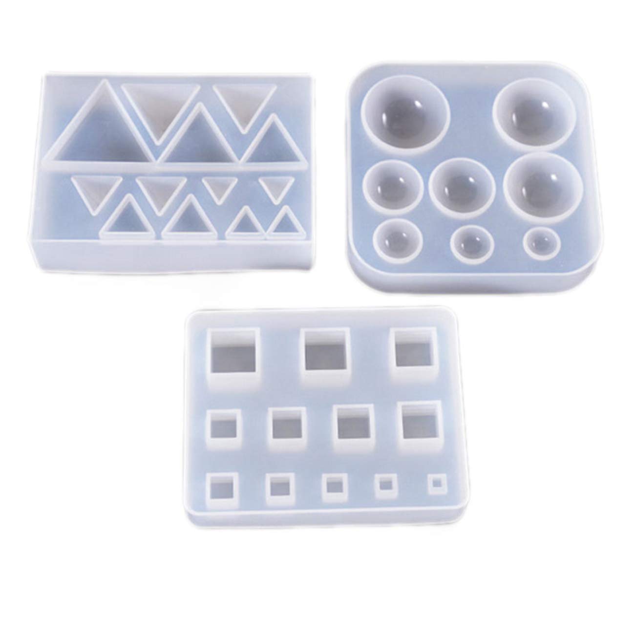 3PCS Triangle Round Square Silicone Resin Jewelry Molds - DIY Crystal Pendant, Keychain & Bracelet Casting Molds for Handmade Gemstone Jewelry Making - Perfect for Crafters, DIY Gifts & Home Decor Projects