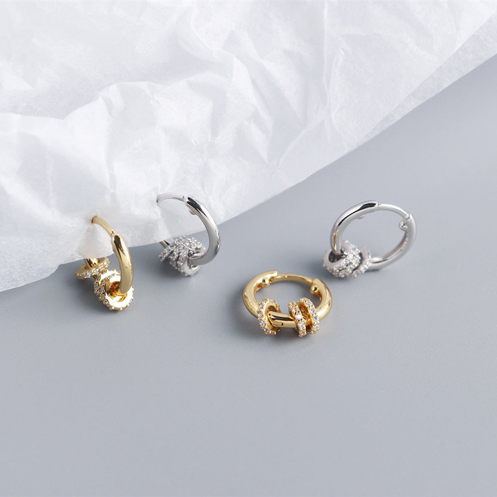 Multi-Way Geometric Small Ring Huggie Hoop Earrings for Women | HE3882 | Minimalist Stackable Earrings for Everyday Wear, Work & Date Night