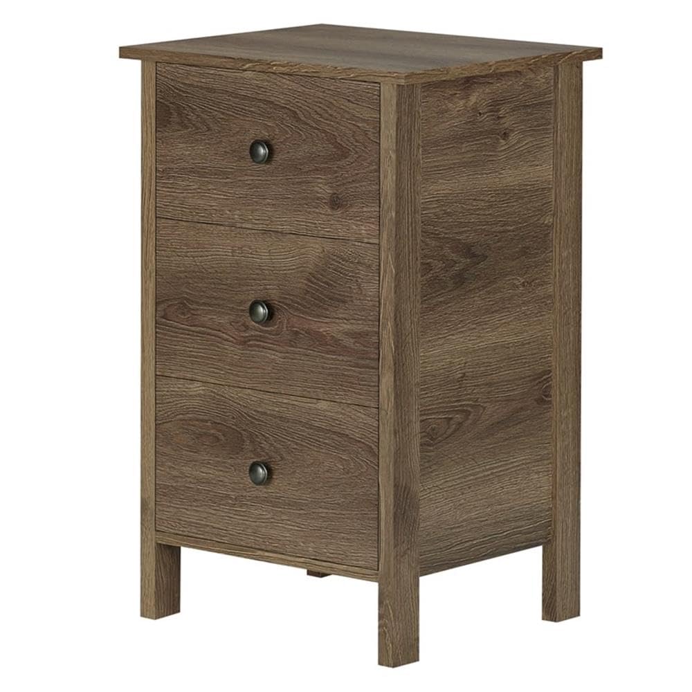 Furniture of America Daena Rustic Wood 3-Drawer Nightstand in Distressed Walnut - Vintage Bedside Table for Bedroom, Living Room & Guest Room
