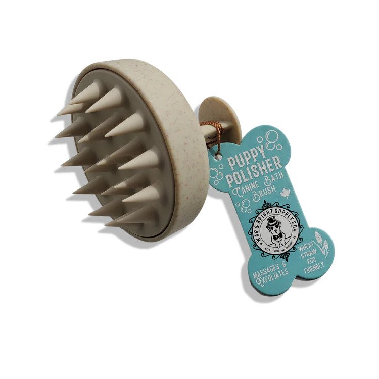 Eco-Friendly Wheat Straw & Silicone Dog Shampoo Brush for Puppies - Gentle Massaging Pet Grooming Tool for Bath Time & Shedding Control