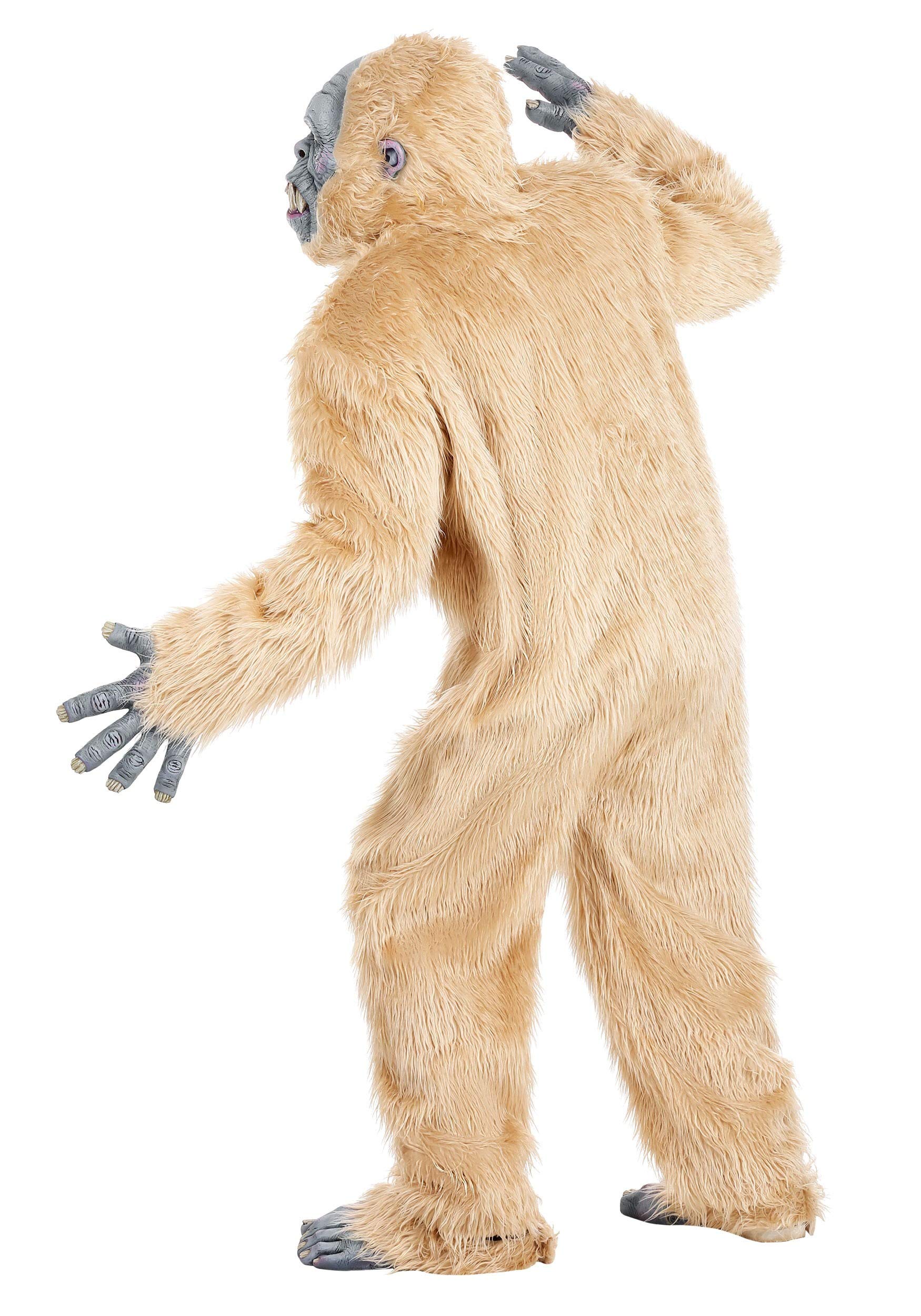 Men's Yeti Costume - Abominable Snowman White Fur Jumpsuit with Full Mask, Gloves & Shoe Covers | Halloween Cosplay, Christmas Party, Themed Events & Costume Contests