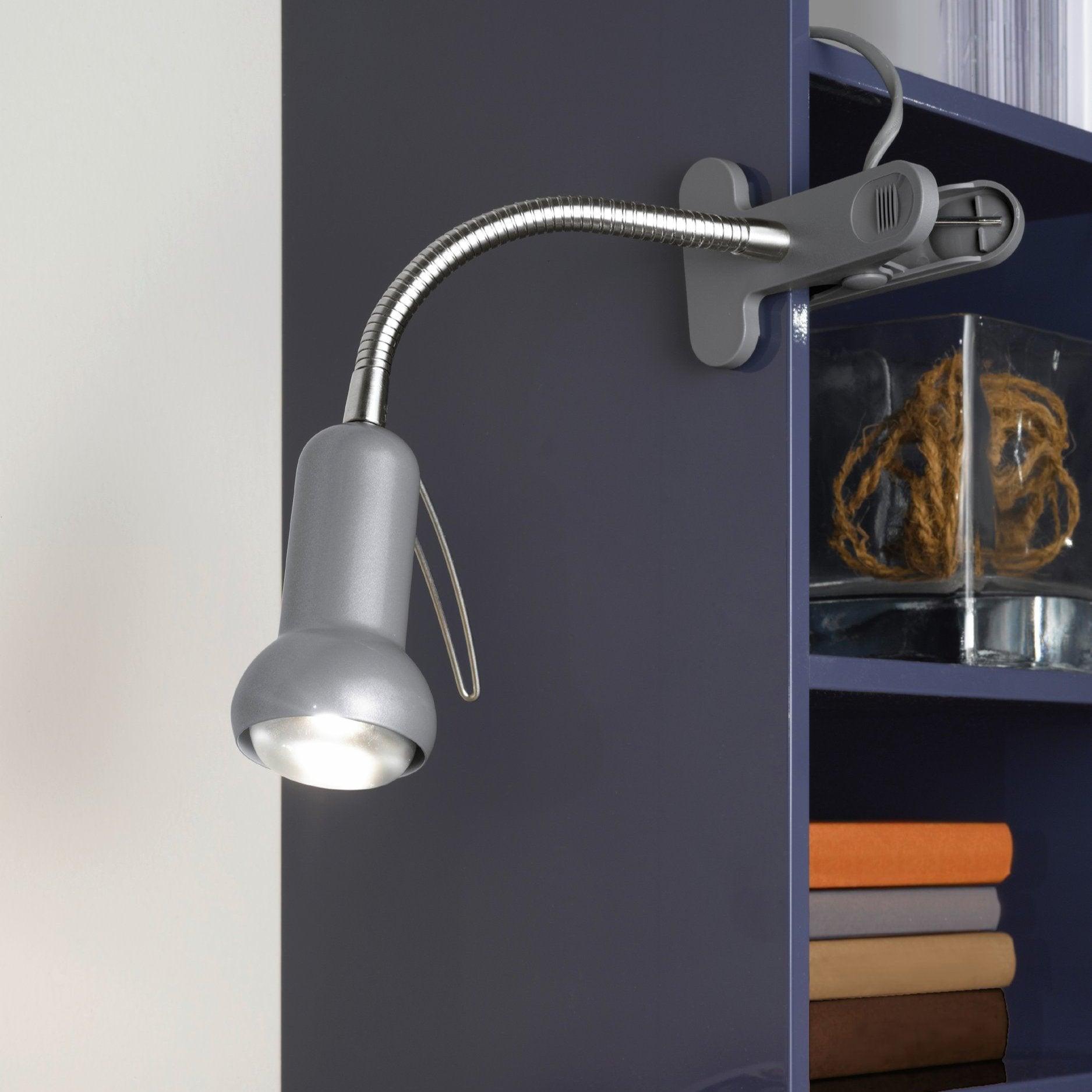 Eglo Fabio Silver Table Clamp Task Lamp - Adjustable Desk Light for Reading, Crafting & Office Work - Modern LED Clamp Light for Home, Study & Workspace