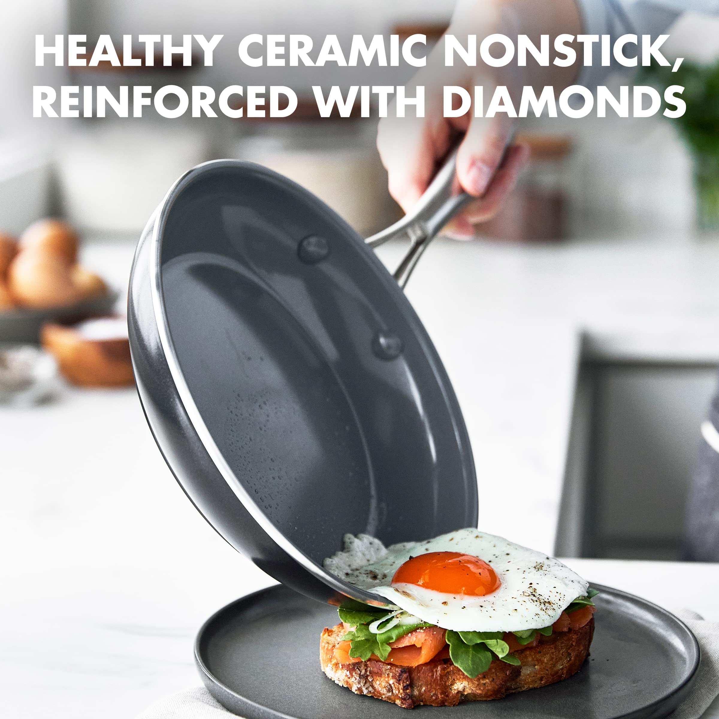 GreenPan Swift Healthy Ceramic Nonstick 8-Inch Frying Pan Skillet - PFAS-Free, Dishwasher & Oven Safe - Stainless Steel Handle - Perfect for Sauteing, Frying & Baking - Ideal for Healthy Cooking & Easy Cleanup