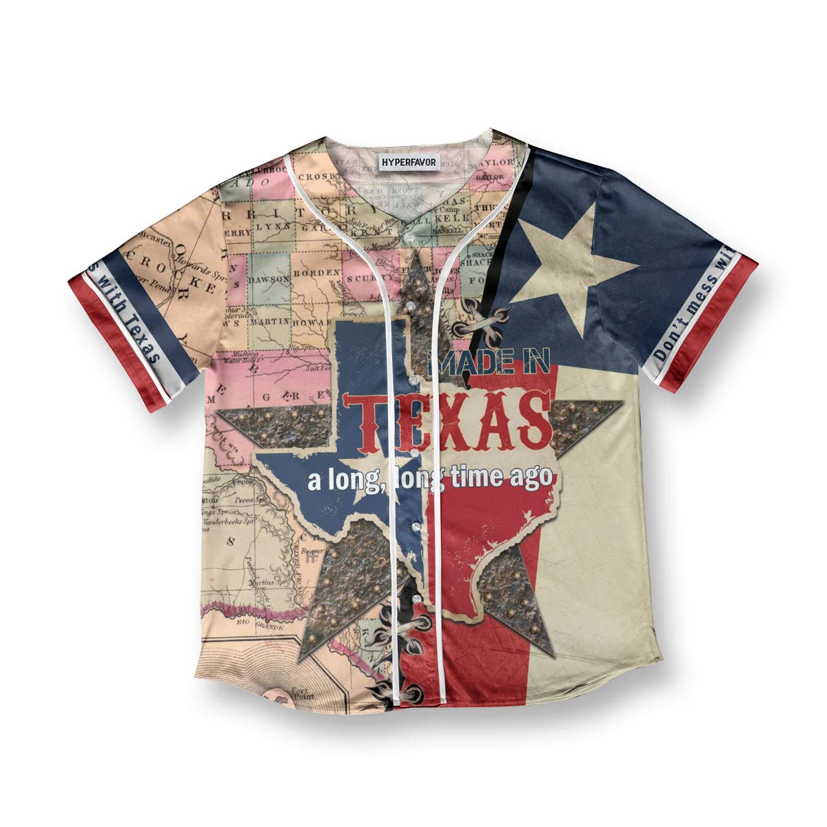 HYPERFAVOR Texas Baseball Jersey for Men - Short Sleeve State of Texas Shirt - Proud Texas Gift for Baseball Fans - Perfect for Game Day, Tailgating & Casual Wear