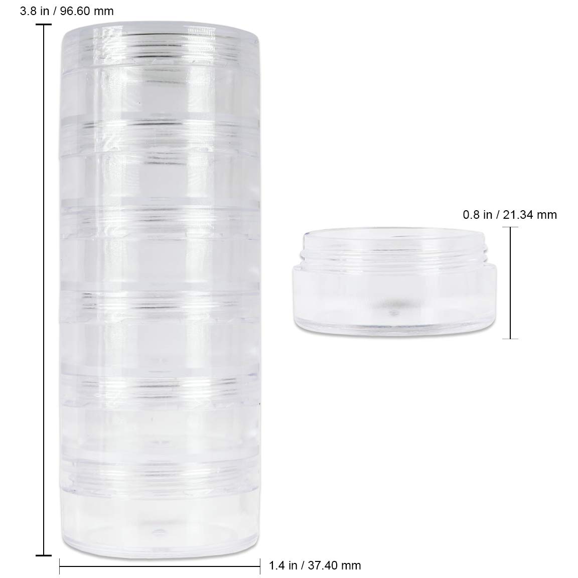 Beauticom® 36 Pack (216 Pieces) 10G/10ML Clear Round Stackable Reusable Plastic Jars for Organizing Art Supplies, Office Stationery, Workshop Tools, Makeup & Beauty Products - Perfect for Craft Rooms, Vanity Tables & DIY Storage Solutions