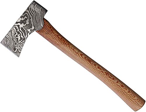 Premium Damascus Steel MR464 Mini Axe - Compact Outdoor Survival Tool for Camping, Hiking & Bushcraft - Handcrafted Brown Handle Tactical Hatchet