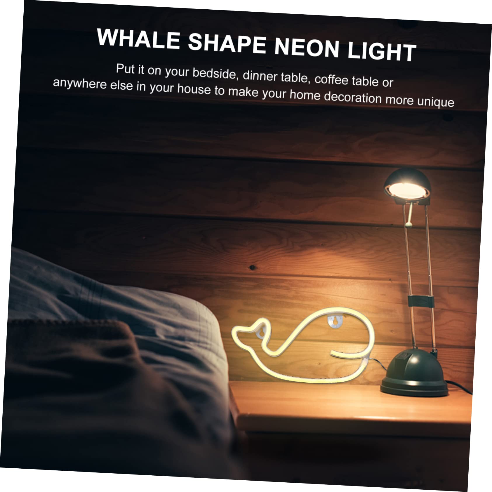 Angoily Whale Pattern Neon LED Lamp - Battery Powered Night Light for Kids Room Decor, Nursery, Bedroom & Party Decoration