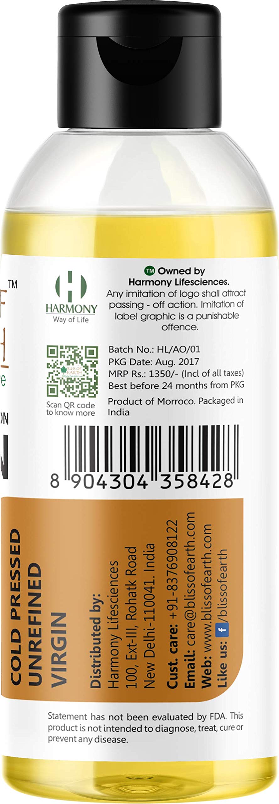100% Organic Cold-Pressed Moroccan Argan Oil for Hair & Skin - Pure Natural Baby-Safe Moisturizer (100ml) | Hydrates Dry Hair, Nourishes Skin & Strengthens Nails - Perfect for Daily Hair Care, Face Moisturizing & Body Massage