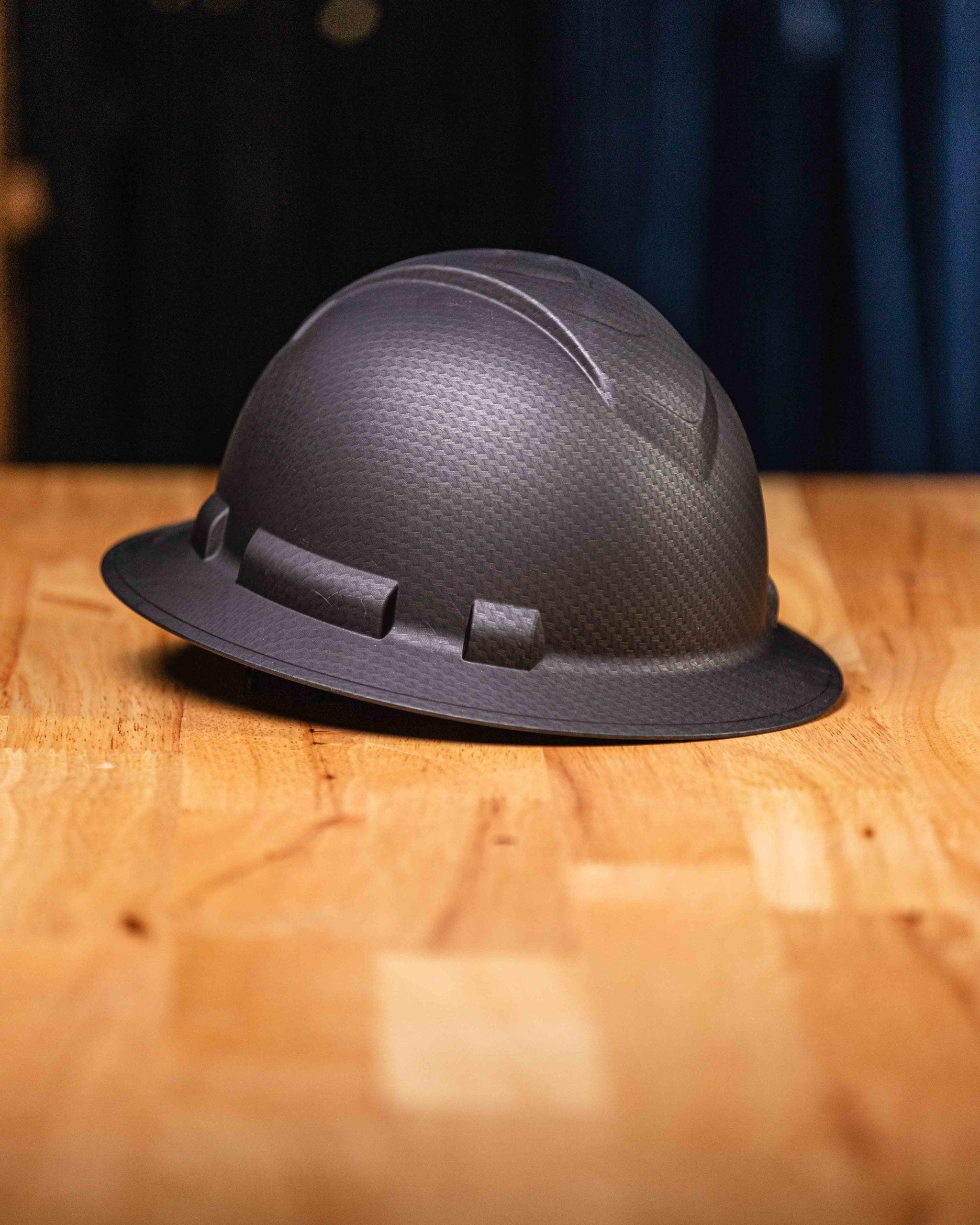 Ridgeline Full Brim Hard Hat - ANSI Certified Matte Black Safety Helmet for Construction, Industrial & Outdoor Work