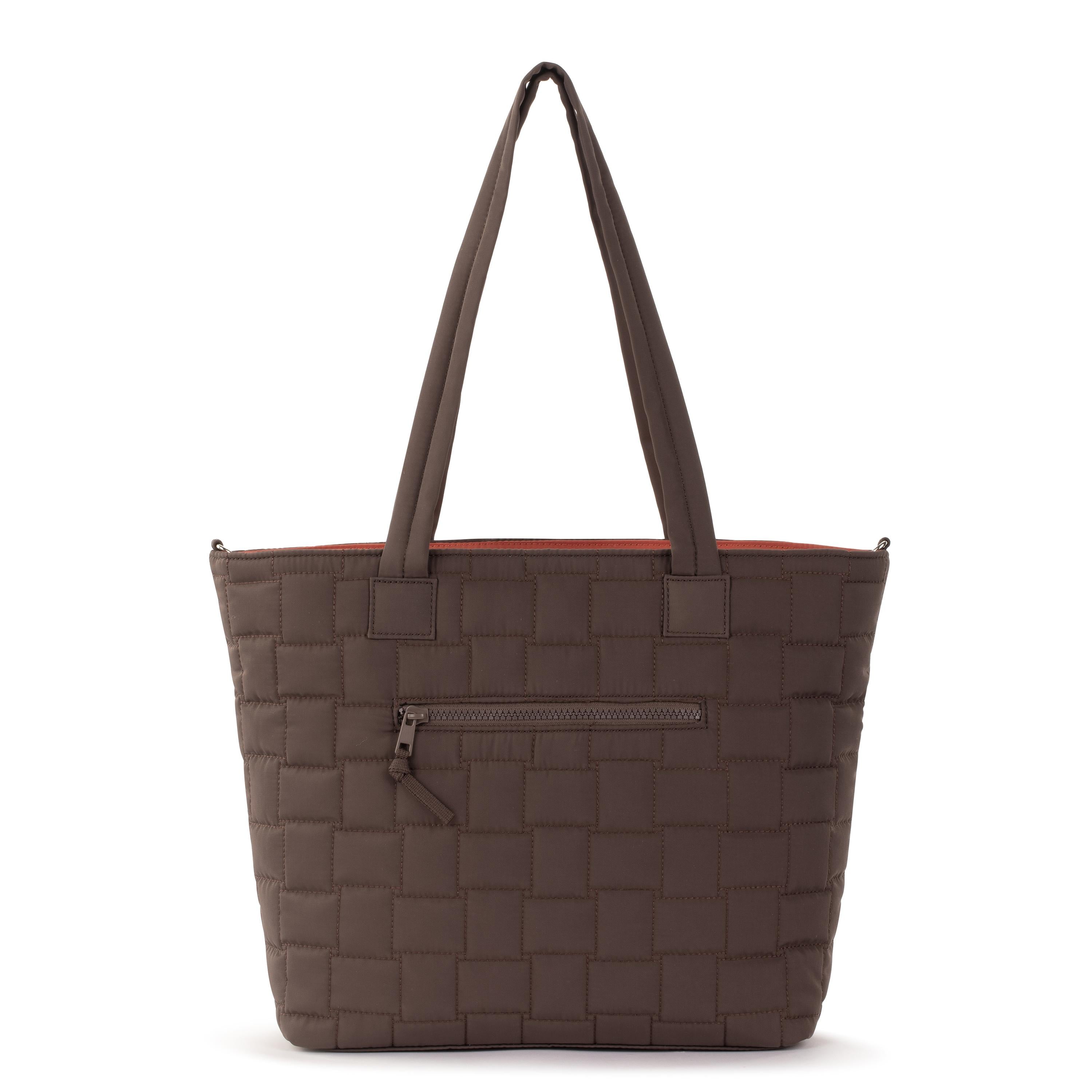 Willow Shoulder Tote Bag - Eco-Friendly Twill Fabric in Mahogany Woven Quilted Design - Perfect for Work, Travel & Everyday Use