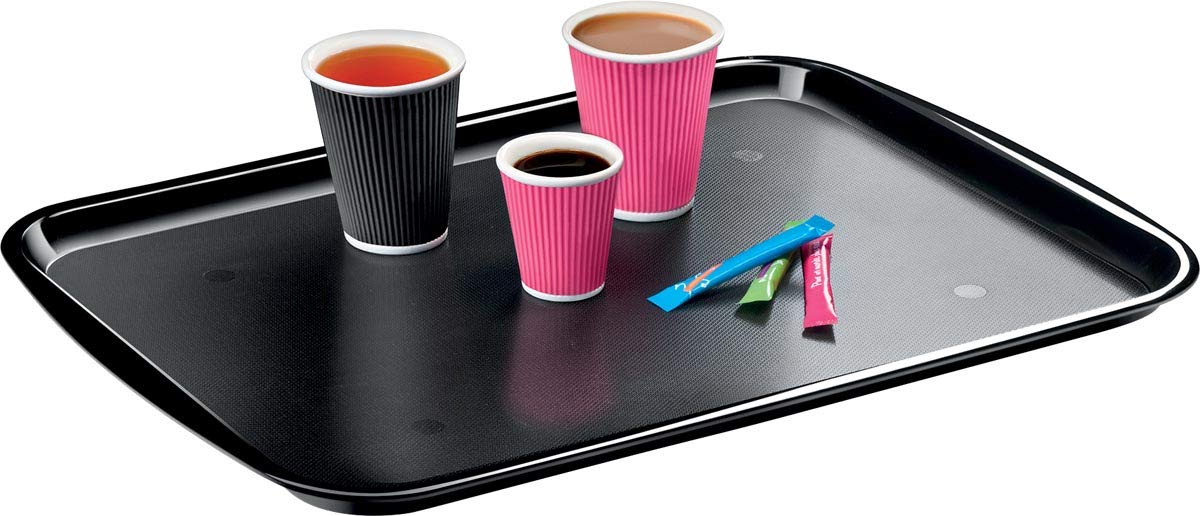 Black Rectangular Carry Tray - Perfect for Kitchen & Office Organization