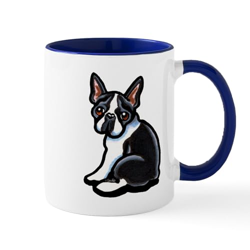 White/Navy Inside - Cute Boston Terrier Mug