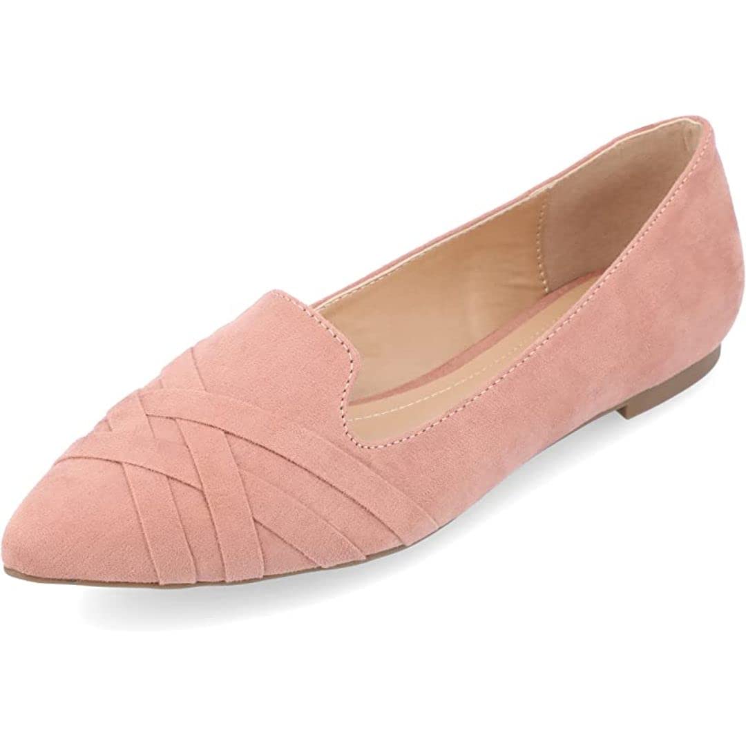 Journee Collection Women's Mindee Slip On Pointed Toe Loafer Dress Flats - Comfortable Work Shoes & Casual Office Wear - Blush Pink Size 6 - Perfect for Business Attire, Professional Outfits & Everyday Fashion