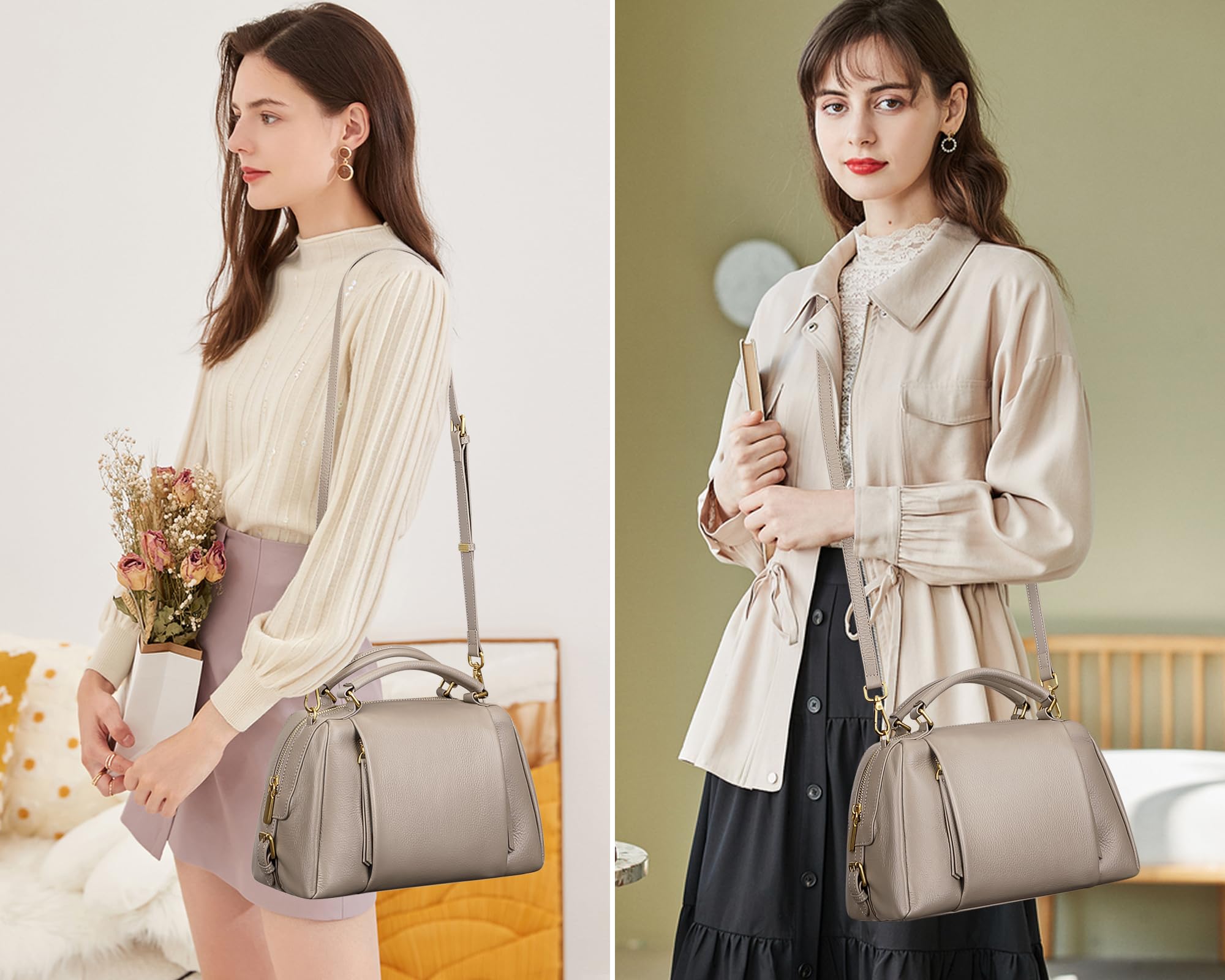 Genuine Leather Crossbody Bags for Women - Soft Top Handle Shoulder Purse & Handbag - Stylish & Durable for Work, Travel & Everyday Use