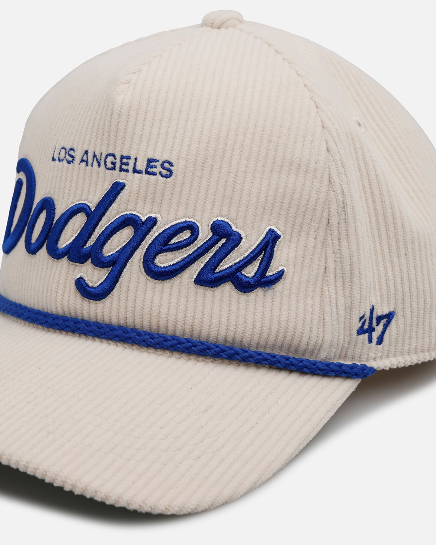 47 Brand Los Angeles Dodgers 'Natural Script' Premium Hitch Corduroy Snapback Hat - Adjustable Baseball Cap for Men & Women - Perfect for Sports Games, Casual Wear & Fan Collections