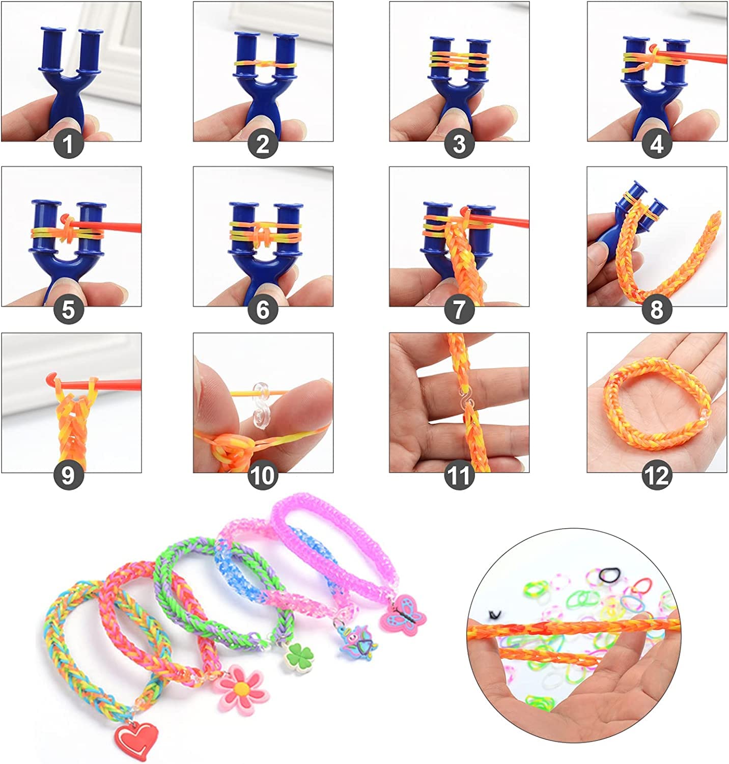 TONZACK 2800+ Loom Bands Kit - 30 Colorful Rubber Bands for DIY Bracelet Making, Includes 40 Grids, Beaded Hook Pendants - Perfect Kids Craft Gift for Boys & Girls | Great for Birthday Parties, Arts & Crafts Activities, and Creative Playtime
