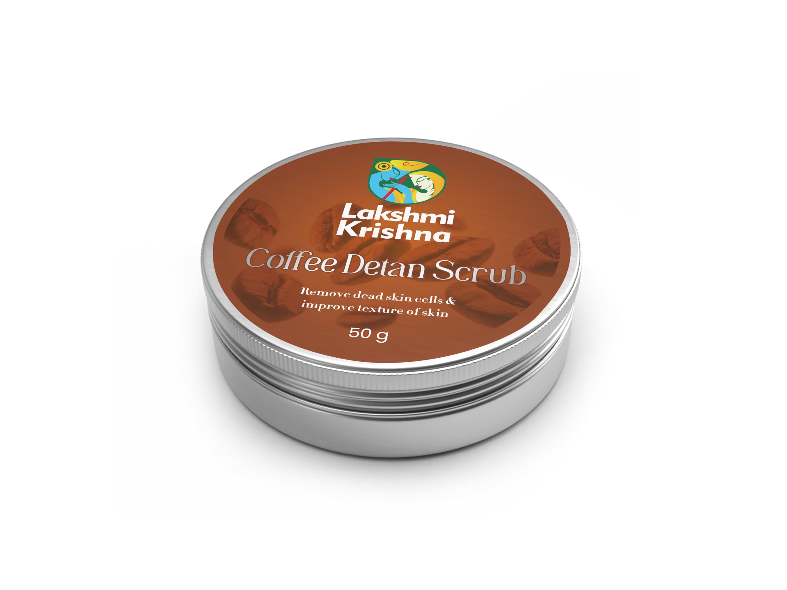 Organic Coffee De-Tan Scrub with Coffee Extract, Olive Oil & Almond Oil - Brighten & Nourish Skin - Exfoliate & Remove Dark Spots - 50g Natural Face Scrub for Glowing Skin - Perfect for Daily Skincare Routine & Spa Treatments