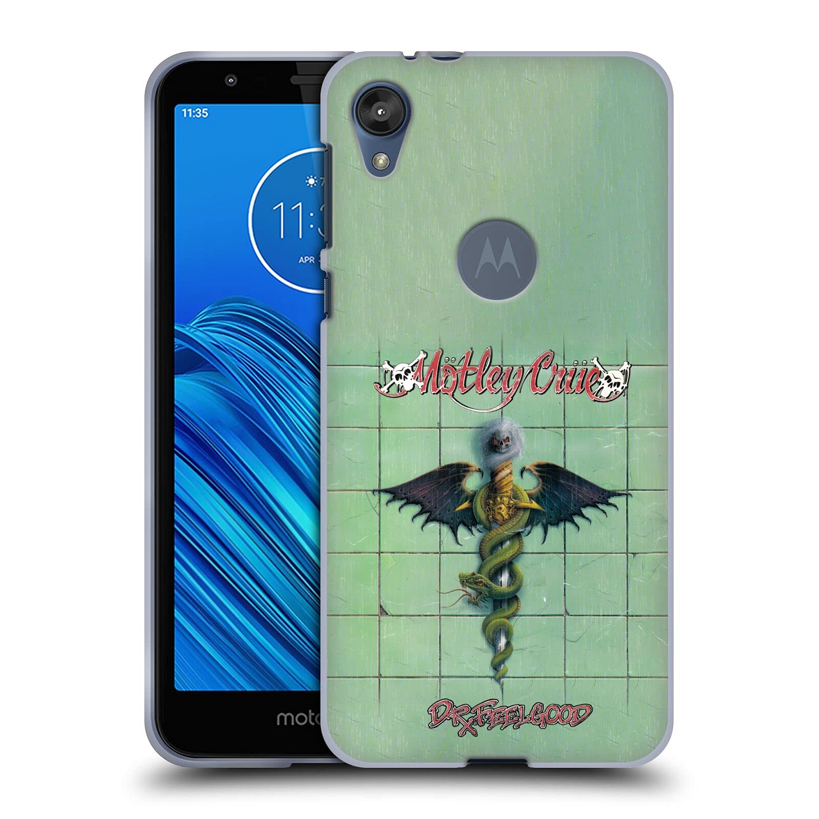 Motley Crue Dr. Feelgood Album Soft Gel Case for Motorola Moto E6 - Officially Licensed by Head Case Designs, Perfect for Music Fans and Daily Protection