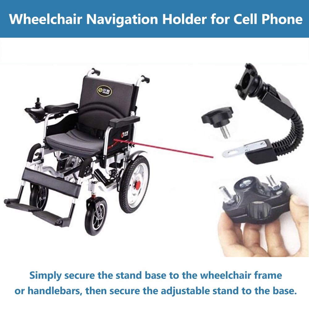 360° Adjustable Wheelchair Phone Holder for 3.5