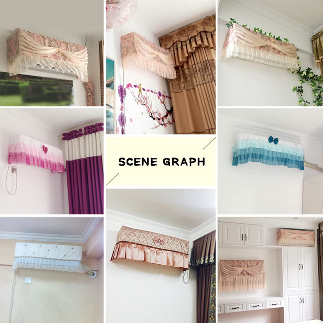 Elegant Pink Lace Bow Wall Hanging Air Conditioner Cover - 80cm Dust Protector for Home & Office AC Units | Perfect for Bedroom, Living Room Decor and AC Protection