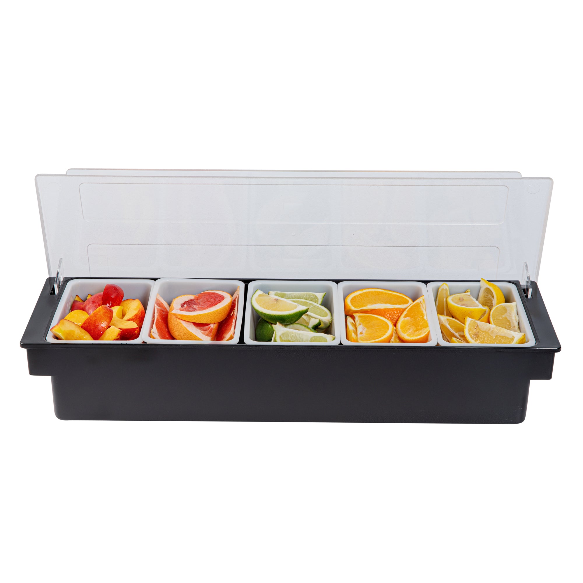 Bar Lux Black Plastic Condiment Caddy - 5 Compartment Organizer (19.5