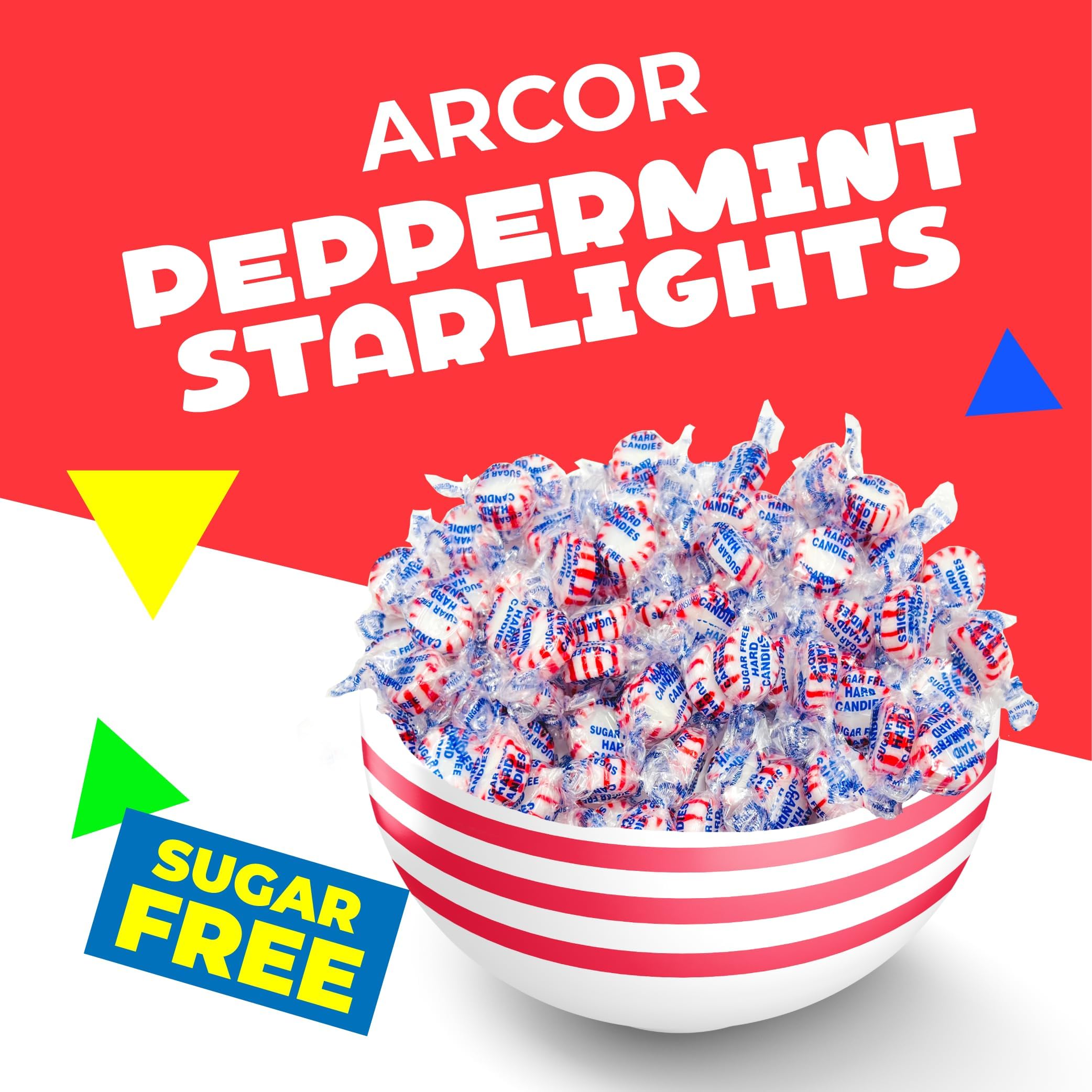 Sugar-Free Peppermint Starlight Mints - 1 Pound Bag of Individually Wrapped Hard Candy | Perfect for Holiday Gifts, Party Favors & Office Treats