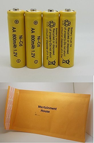4-Piece AA NiCd 800mAh 1.2V Rechargeable Batteries for Solar Lights - Perfect for Outdoor Garden Lighting, Pathway Lights & Solar-Powered Decorations